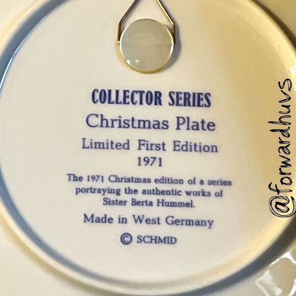 1971 Schmid “Christmas Plate” – Sister Berta Hummel – No Box - Picture 5 of 6